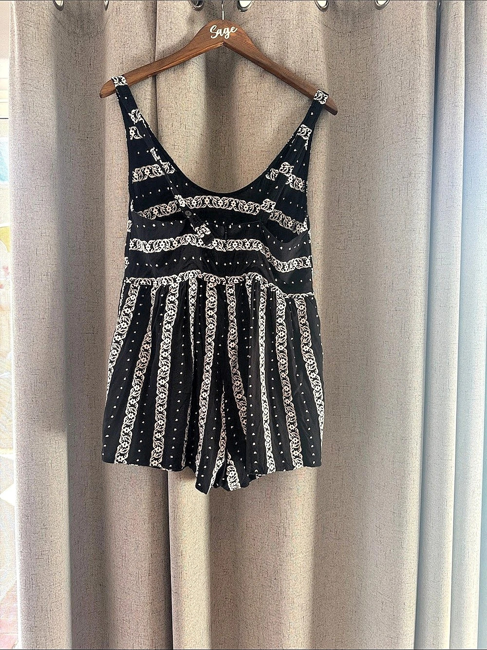 Salt water luxe Floral Embroidered Romper in Black & White Medium